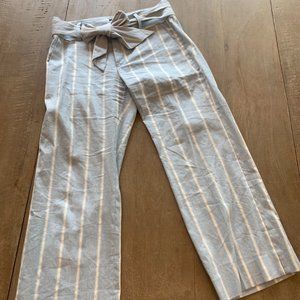 Light Blue Flare Trousers Tie Bow Waist